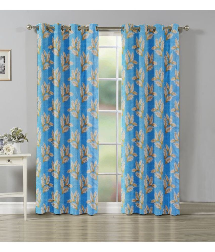     			WACO CREATION Nature Room Darkening Eyelet Curtain 5 ft ( Pack of 2 ) - Blue