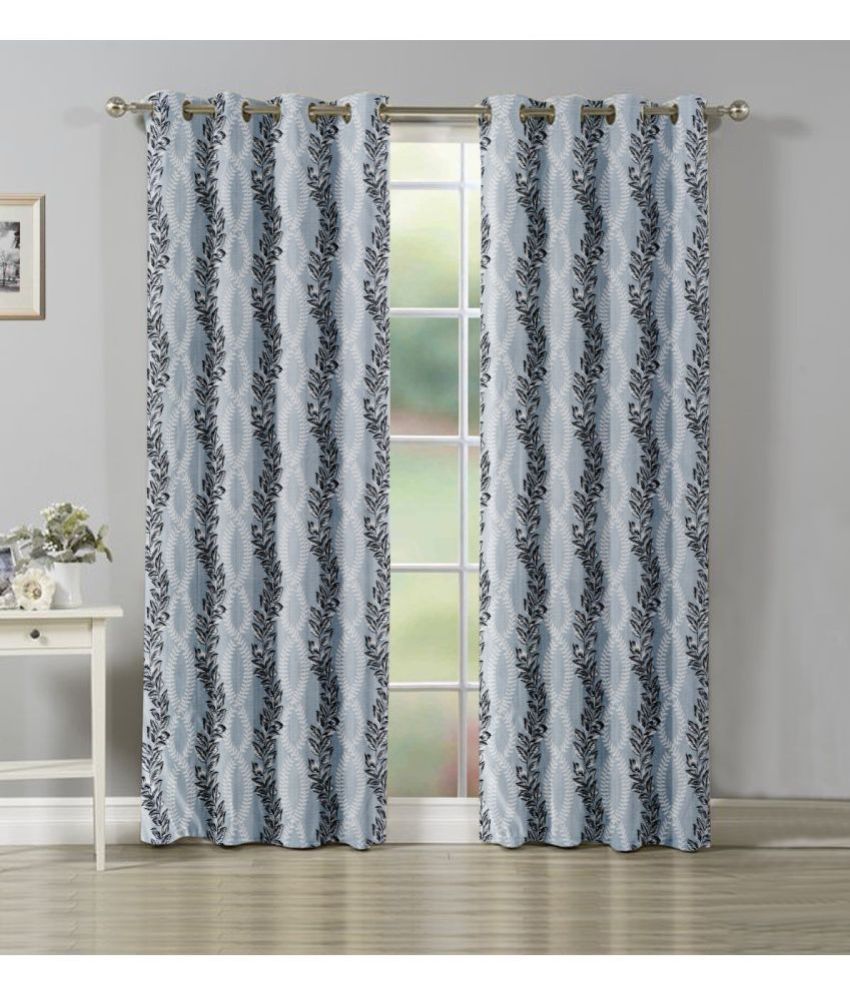     			WACO CREATION Nature Semi-Transparent Eyelet Curtain 9 ft ( Pack of 2 ) - Blue