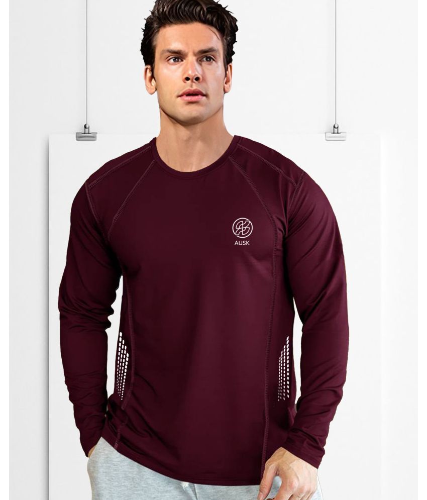     			AUSK Maroon Polyester Regular Fit Men's Sports T-Shirt ( Pack of 1 )