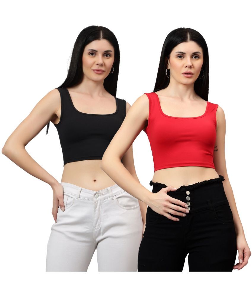     			Diaz Multi Color Linen Women's Crop Top ( Pack of 2 )