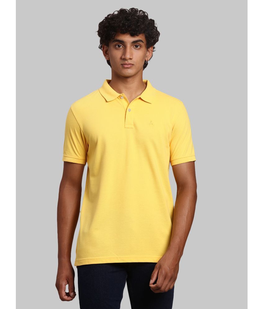     			Parx Cotton Blend Regular Fit Solid Half Sleeves Men's Polo T Shirt - Yellow ( Pack of 1 )