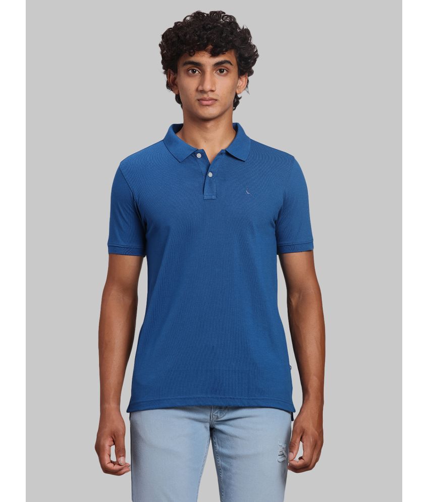     			Parx Cotton Blend Regular Fit Solid Half Sleeves Men's Polo T Shirt - Blue ( Pack of 1 )