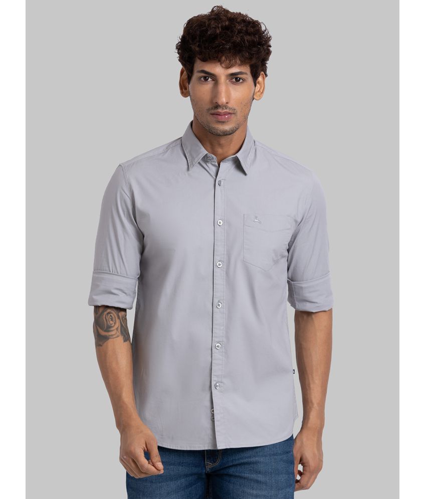     			Parx Cotton Blend Slim Fit Solids Full Sleeves Men's Casual Shirt - Grey ( Pack of 1 )