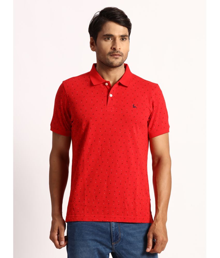     			Parx Cotton Regular Fit Printed Half Sleeves Men's Polo T Shirt - Red ( Pack of 1 )