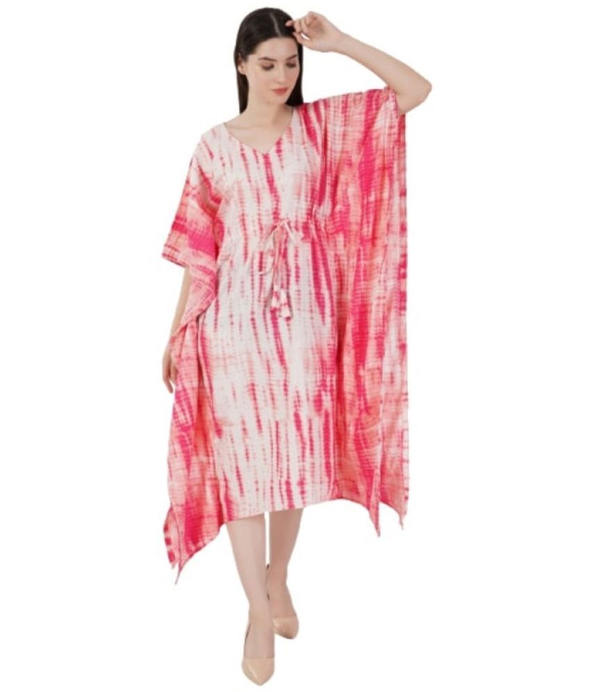     			Urban Sundari Cotton Dyed Midi Women's Kaftan - Pink ( Pack of 1 )