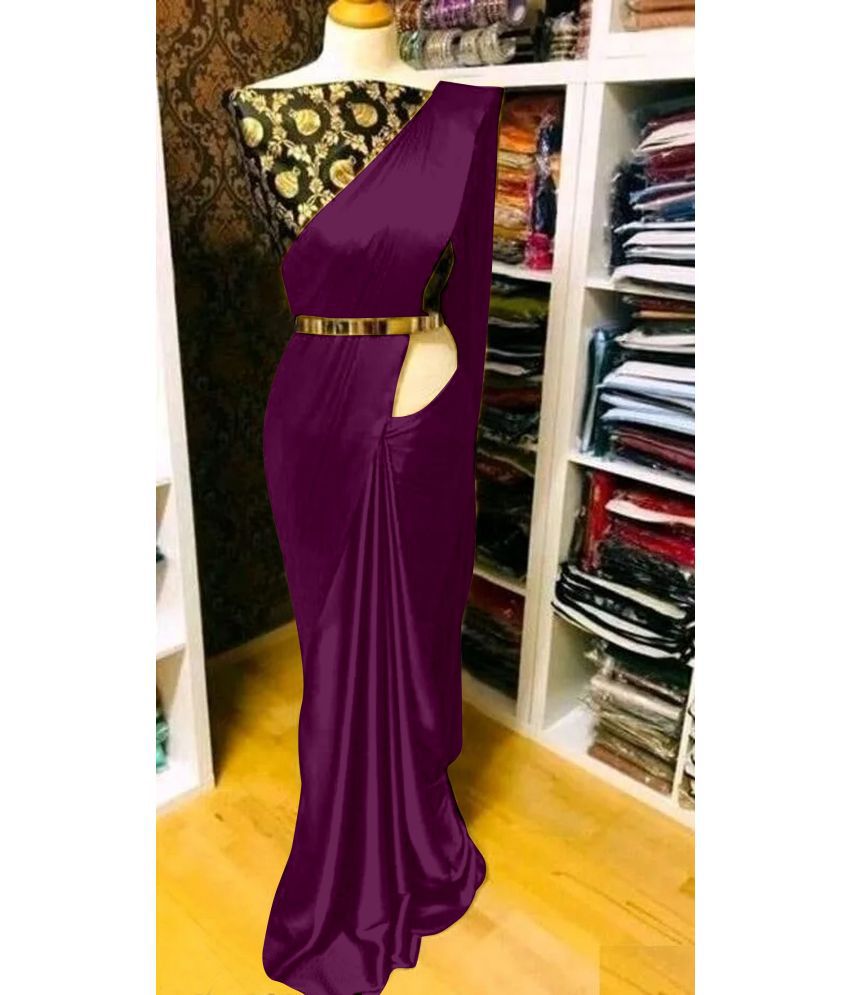     			A TO Z CART Banarasi Silk Embellished Saree With Blouse Piece - Purple ( Pack of 1 )