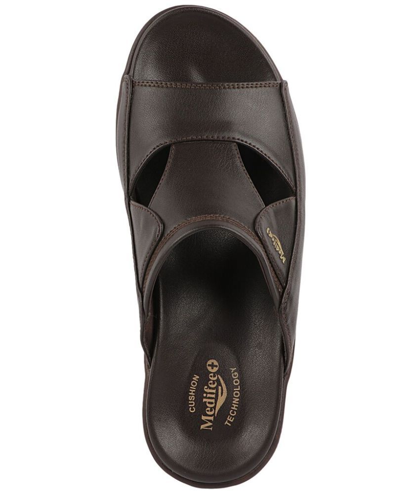     			Medifeet Brown Men's Leather Slipper