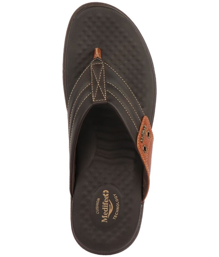     			Medifeet Brown Men's Thong Flip Flop