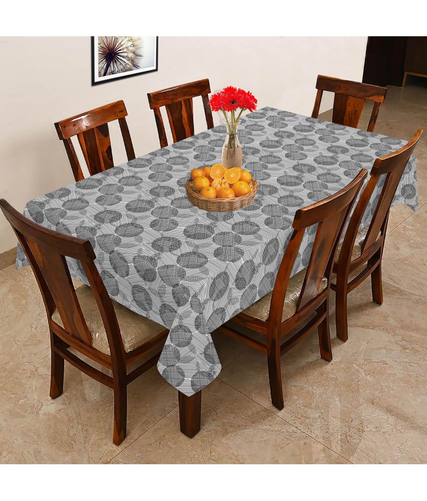     			Oasis Home Tex Printed Cotton 6 Seater Rectangle Table Cover ( 178 x 152 ) cm Pack of 1 Black