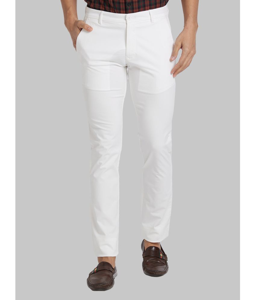     			Parx Tapered Flat Men's Chinos - White ( Pack of 1 )