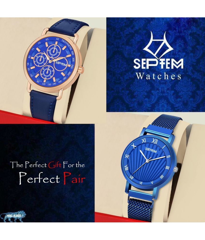     			Septem Blue Stainless Steel Analog Men's Watch