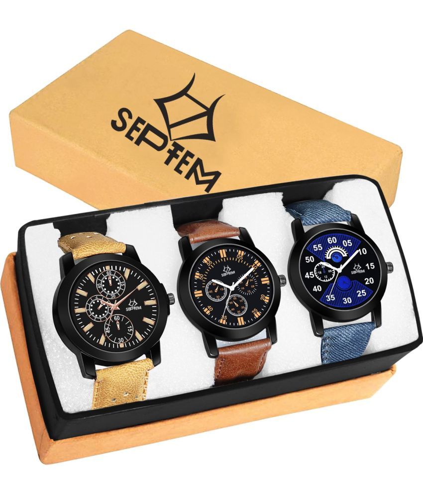     			Septem Multicolor Leather Analog Men's Watch