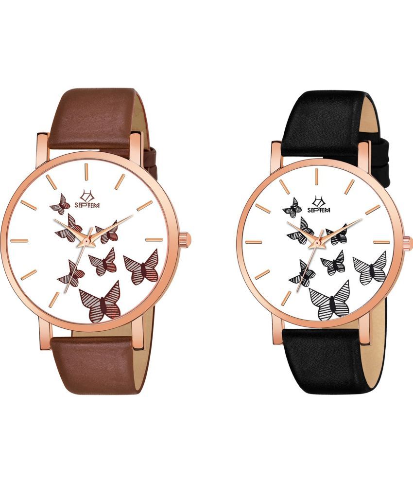     			Septem Multicolor Leather Analog Men's Watch