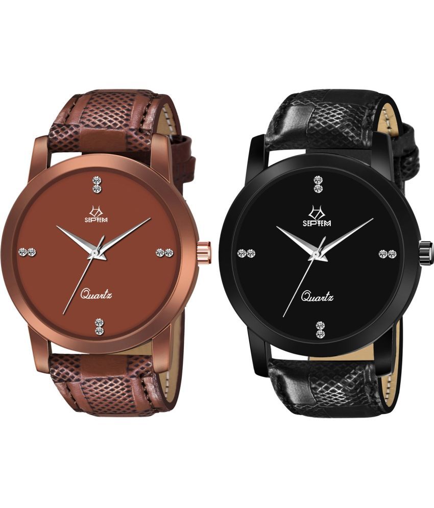     			Septem Multicolor Leather Analog Men's Watch