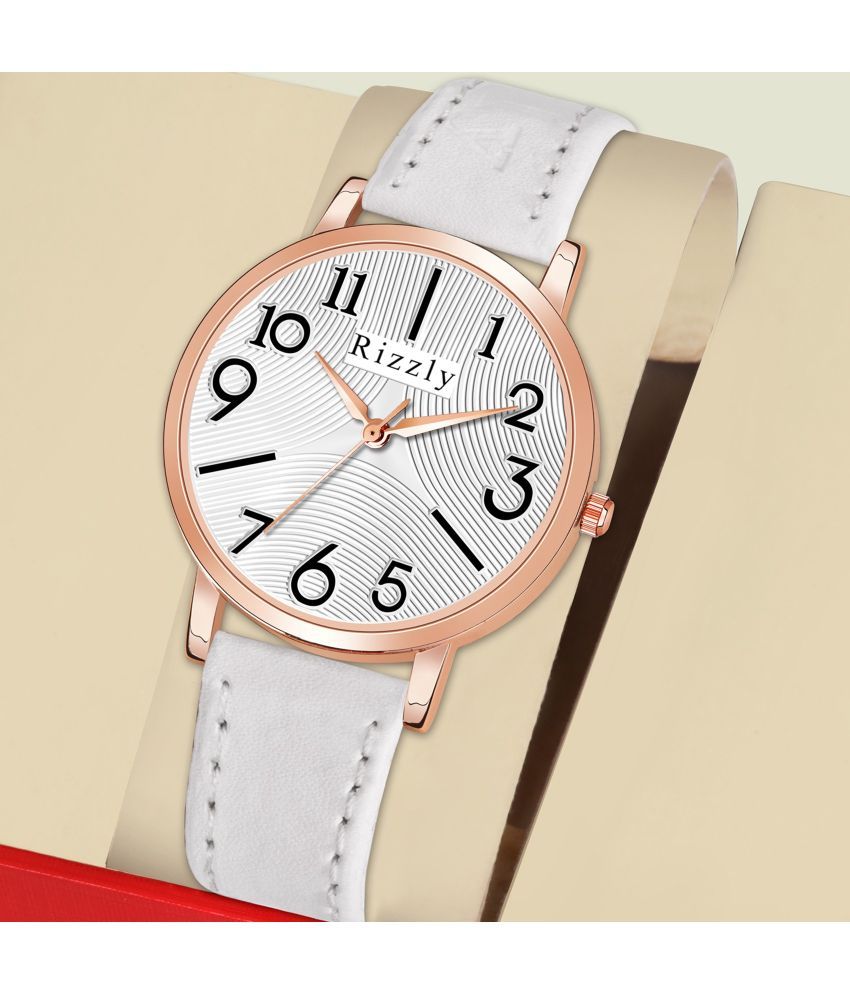     			Septem White Leather Analog Men's Watch