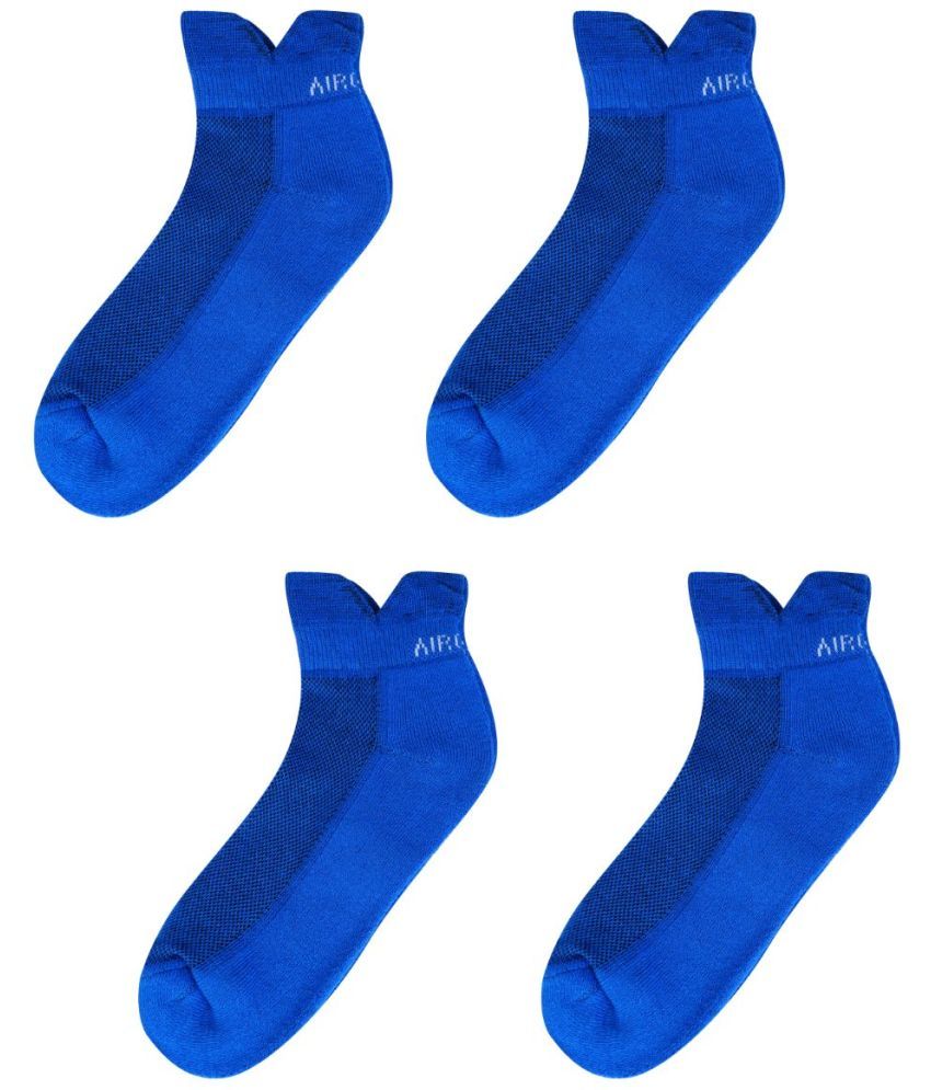     			AIR GARB Cotton Men's Self Design Blue Low Ankle Socks ( Pack of 4 )