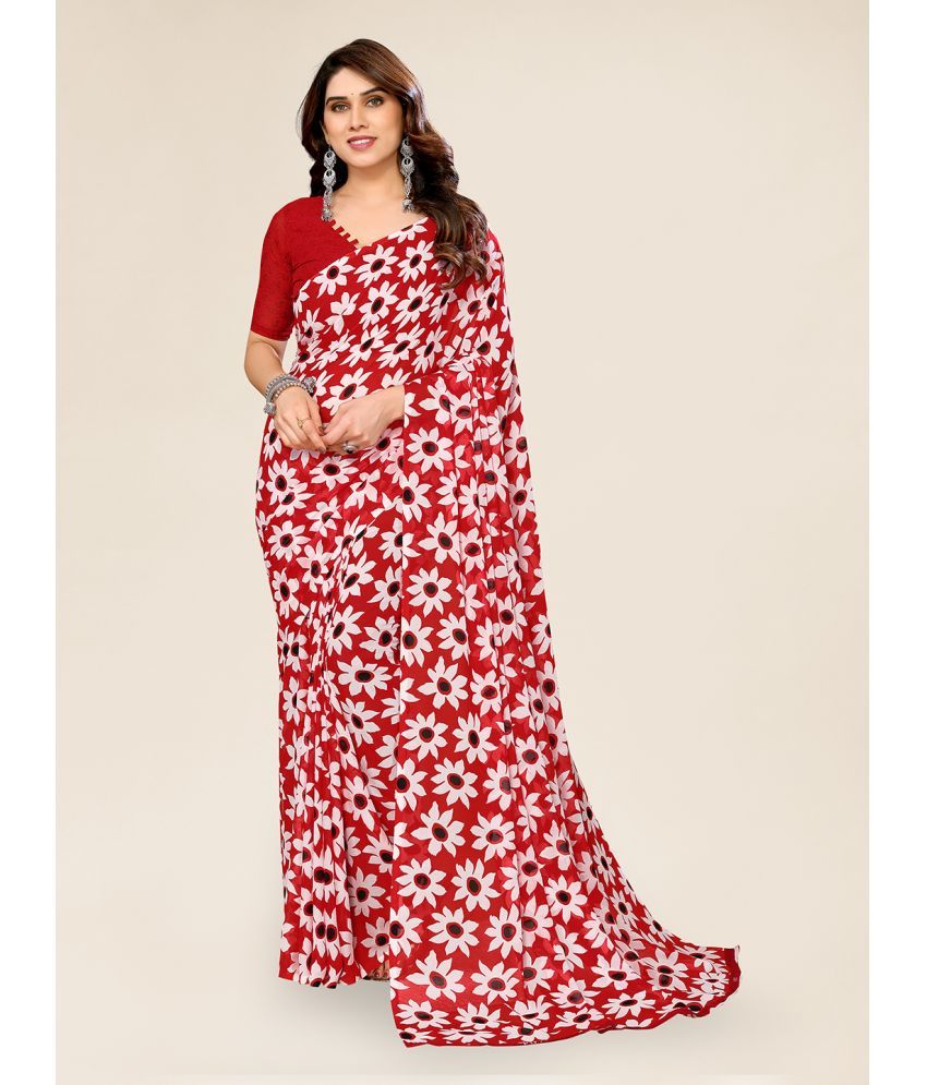     			ANAND SAREES Georgette Printed Saree With Blouse Piece - Red ( Pack of 1 )