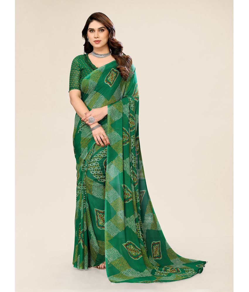     			ANAND SAREES Georgette Printed Saree With Blouse Piece - Green ( Pack of 1 )