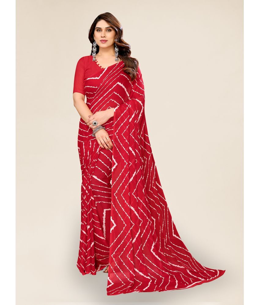     			ANAND SAREES Georgette Printed Saree With Blouse Piece - Red ( Pack of 1 )