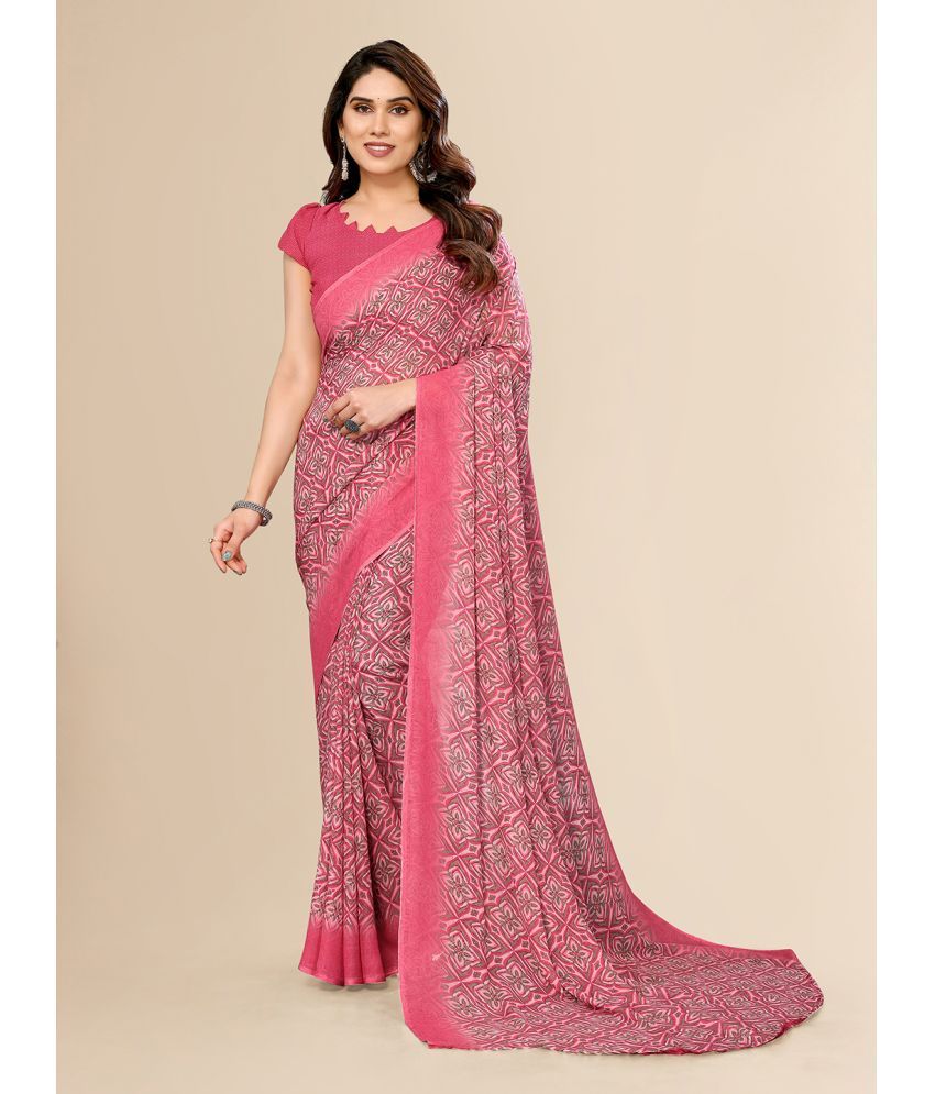     			ANAND SAREES Georgette Printed Saree With Blouse Piece - Pink ( Pack of 1 )