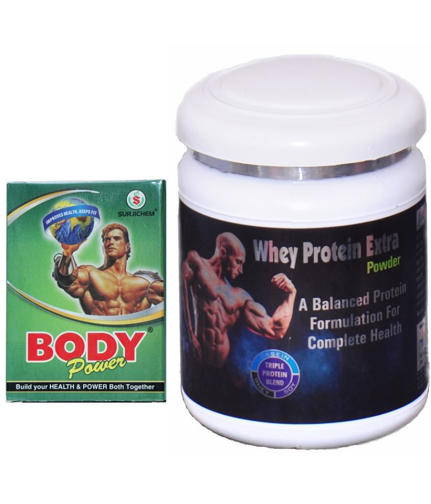     			G & G Pharmacy Surjichem Body Power Cap 10no.s & Rikhi Whey Protein Extra Powder 300 gm Chocolate