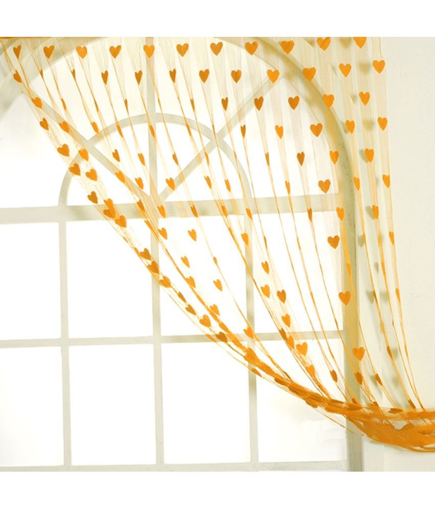     			Handloomwala Abstract Semi-Transparent Rod Pocket Curtain 6.5 ft ( Pack of 1 ) - Orange