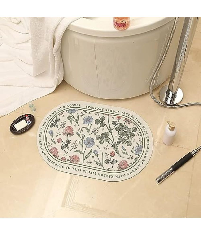     			House Of Quirk White Rubber Oval Floor Mat ( Pack of 1 )