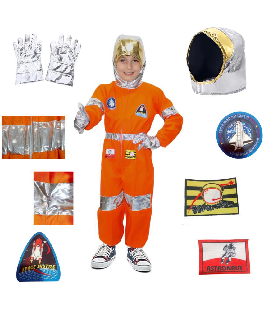     			Kaku Fancy Dresses Space Astronaut Cosplay Costume -Orange, 8-10 Years, For Boys & Girls