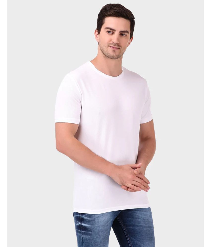     			Morbih Polyester Regular Fit Solid Half Sleeves Men's T-Shirt - White ( Pack of 1 )