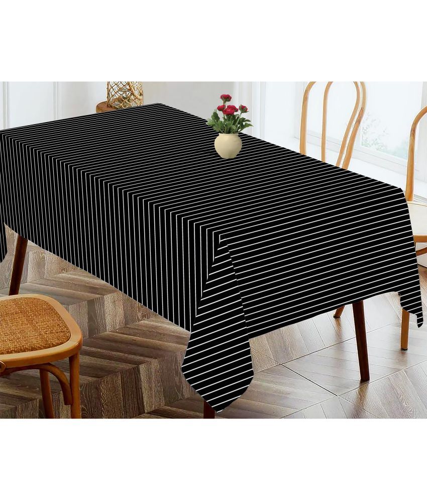     			Oasis Hometex Striped Cotton 4 Seater Rectangle Table Cover ( 152 x 138 ) cm Pack of 1 Black