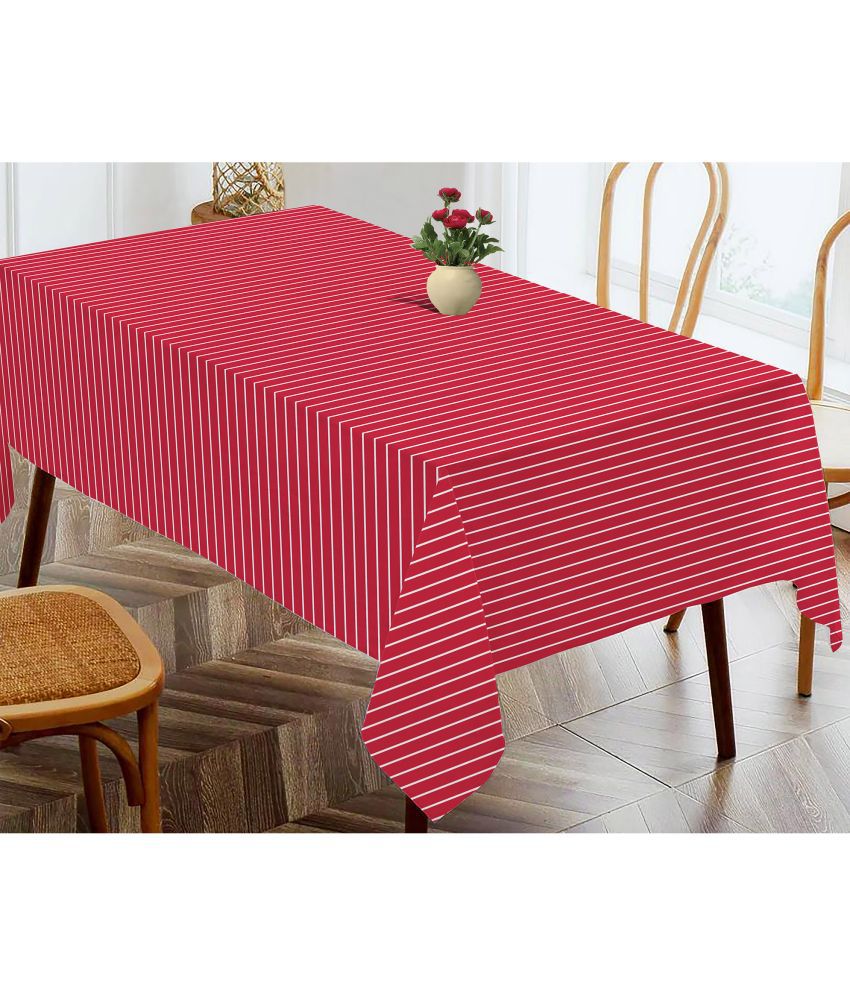     			Oasis Hometex Striped Cotton 4 Seater Rectangle Table Cover ( 152 x 138 ) cm Pack of 1 Red