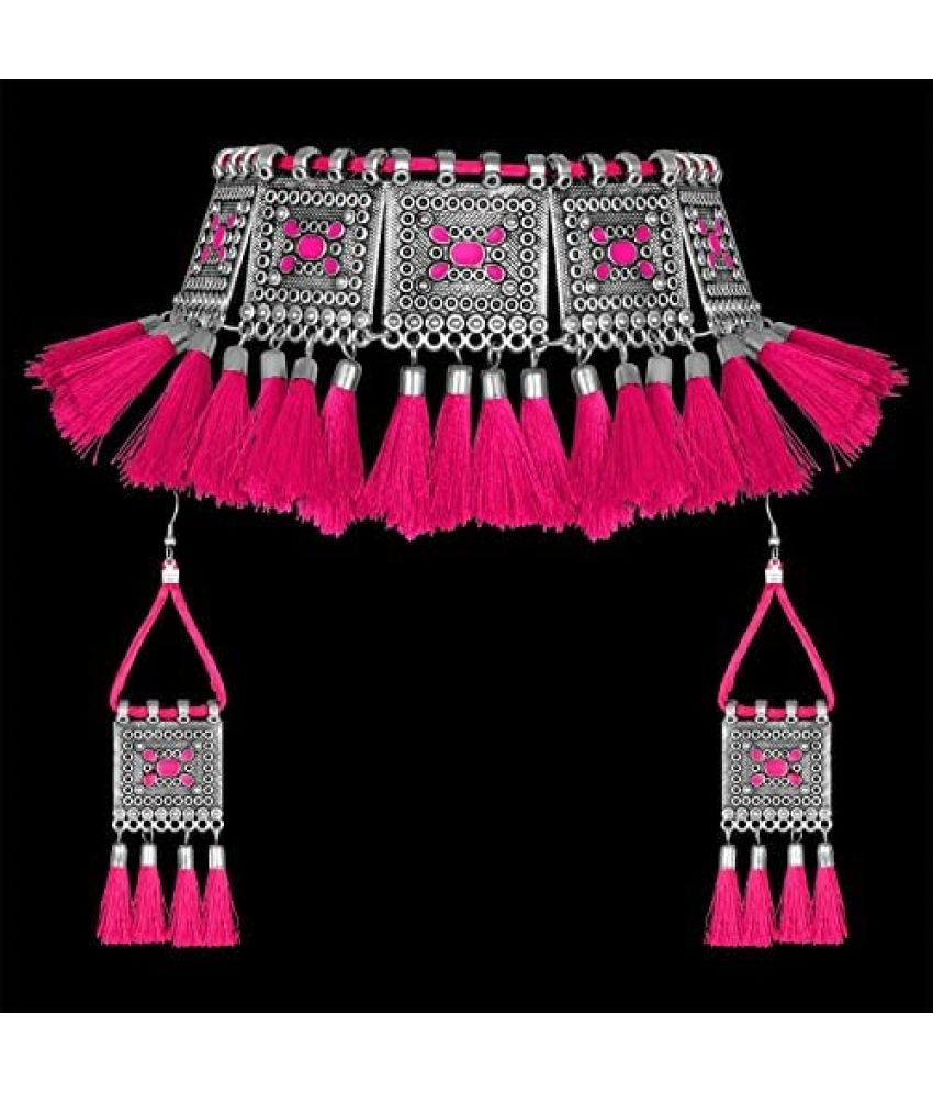     			PUJVI Pink Alloy Necklace Set ( Pack of 1 )