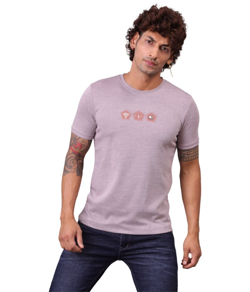     			SOCIAL FIBRE Cotton Blend Regular Fit Solid Half Sleeves Men's T-Shirt - Purple ( Pack of 1 )