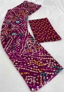     			Vichitro Georgette Printed Saree With Blouse Piece - Purple ( Pack of 1 )