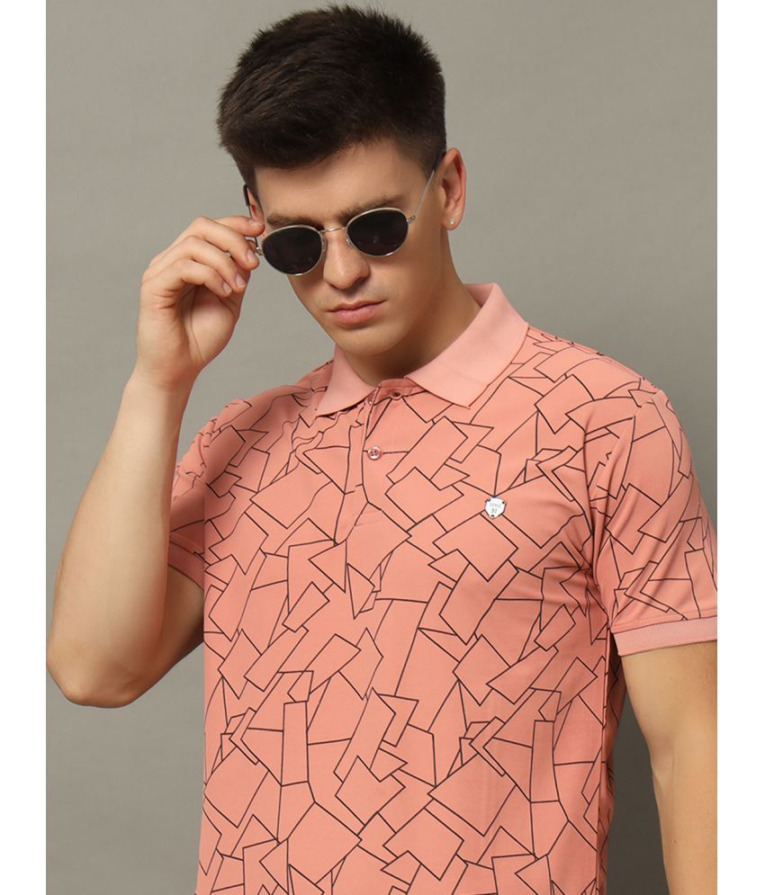     			WESTMAN Cotton Blend Regular Fit Printed Half Sleeves Men's Polo T Shirt - Coral ( Pack of 1 )