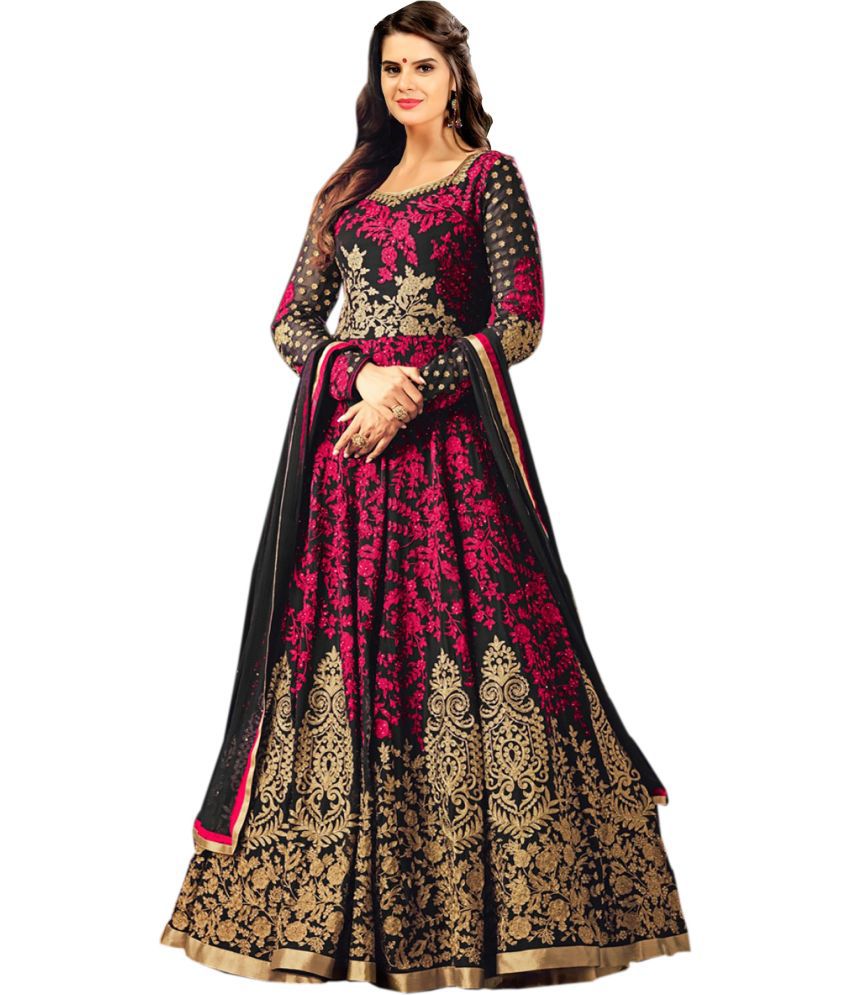     			kedar fab Pink Anarkali Silk Blend Women's Semi Stitched Ethnic Gown ( Pack of 1 )