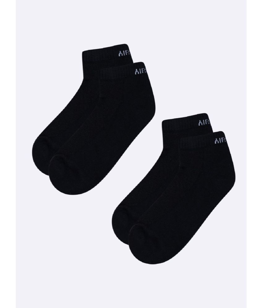     			AIR GARB Cotton Men's Printed Black Low Ankle Socks ( Pack of 2 )