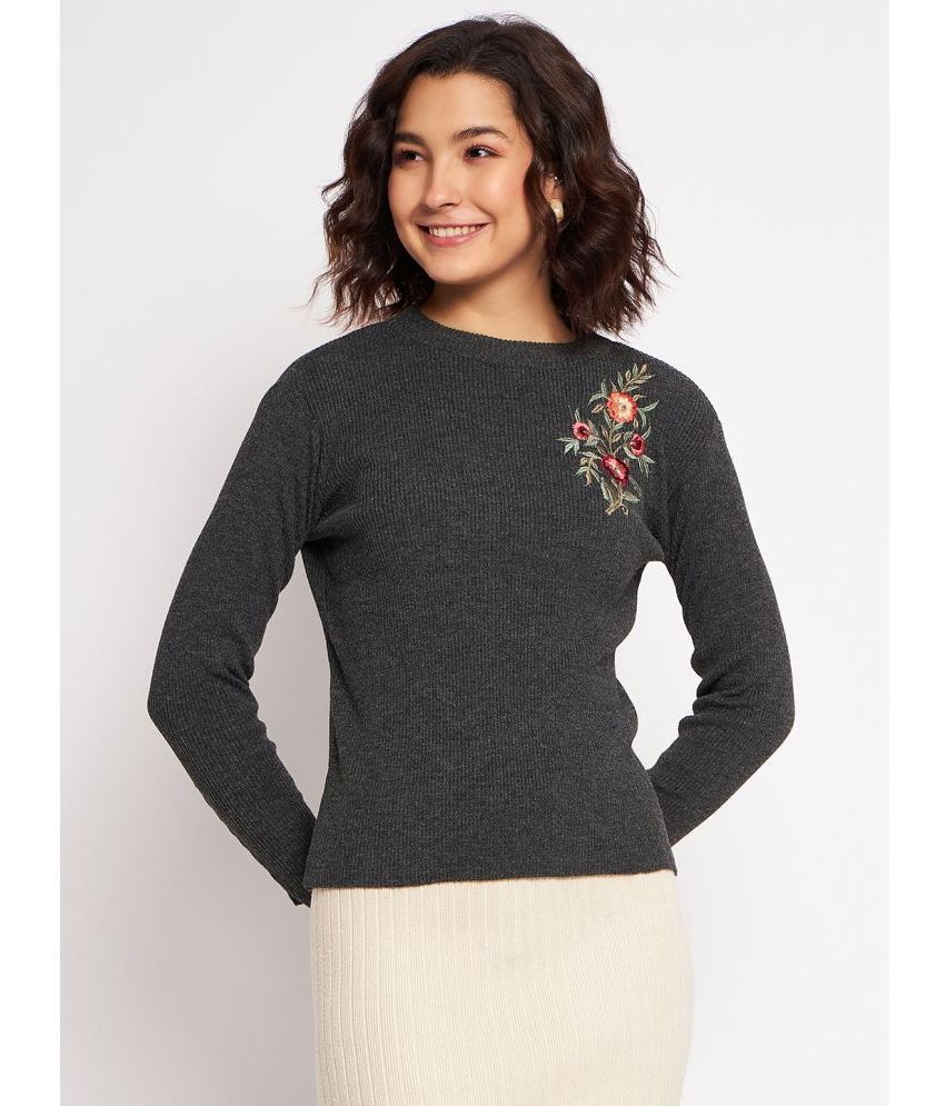     			Clapton Woollen Round Neck Women's Pullovers - Grey ( Single )