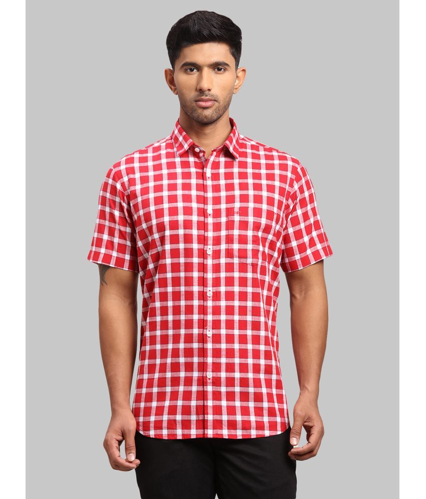     			Colorplus 100% Cotton Regular Fit Checks Half Sleeves Men's Casual Shirt - Red ( Pack of 1 )