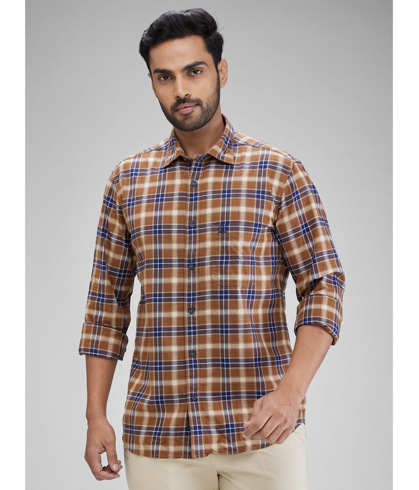     			Colorplus 100% Cotton Regular Fit Checks Full Sleeves Men's Casual Shirt - Brown ( Pack of 1 )