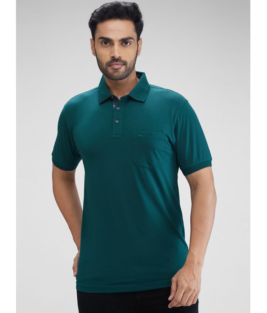     			Colorplus Cotton Blend Regular Fit Solid Half Sleeves Men's Polo T Shirt - Green ( Pack of 1 )