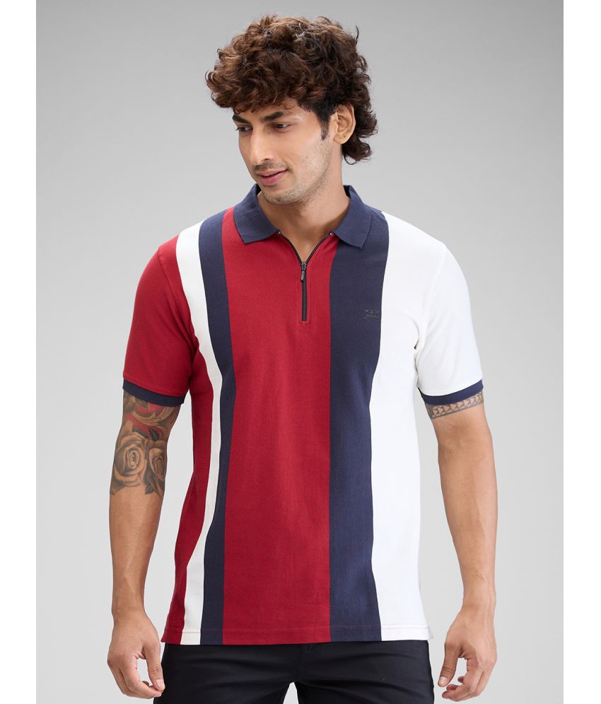     			Colorplus Cotton Regular Fit Colorblock Half Sleeves Men's Polo T Shirt - Red ( Pack of 1 )