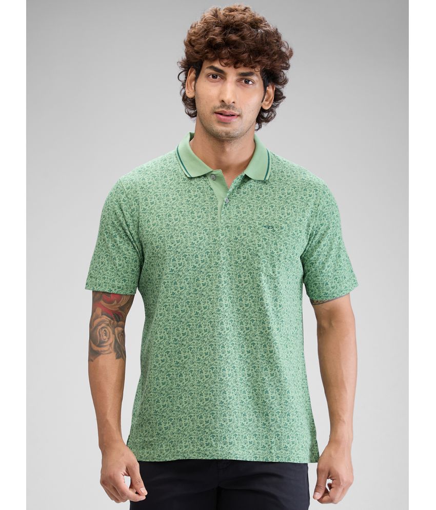     			Colorplus Cotton Regular Fit Printed Half Sleeves Men's Polo T Shirt - Green ( Pack of 1 )