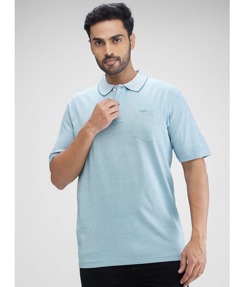     			Colorplus Cotton Regular Fit Self Design Half Sleeves Men's Polo T Shirt - Blue ( Pack of 1 )