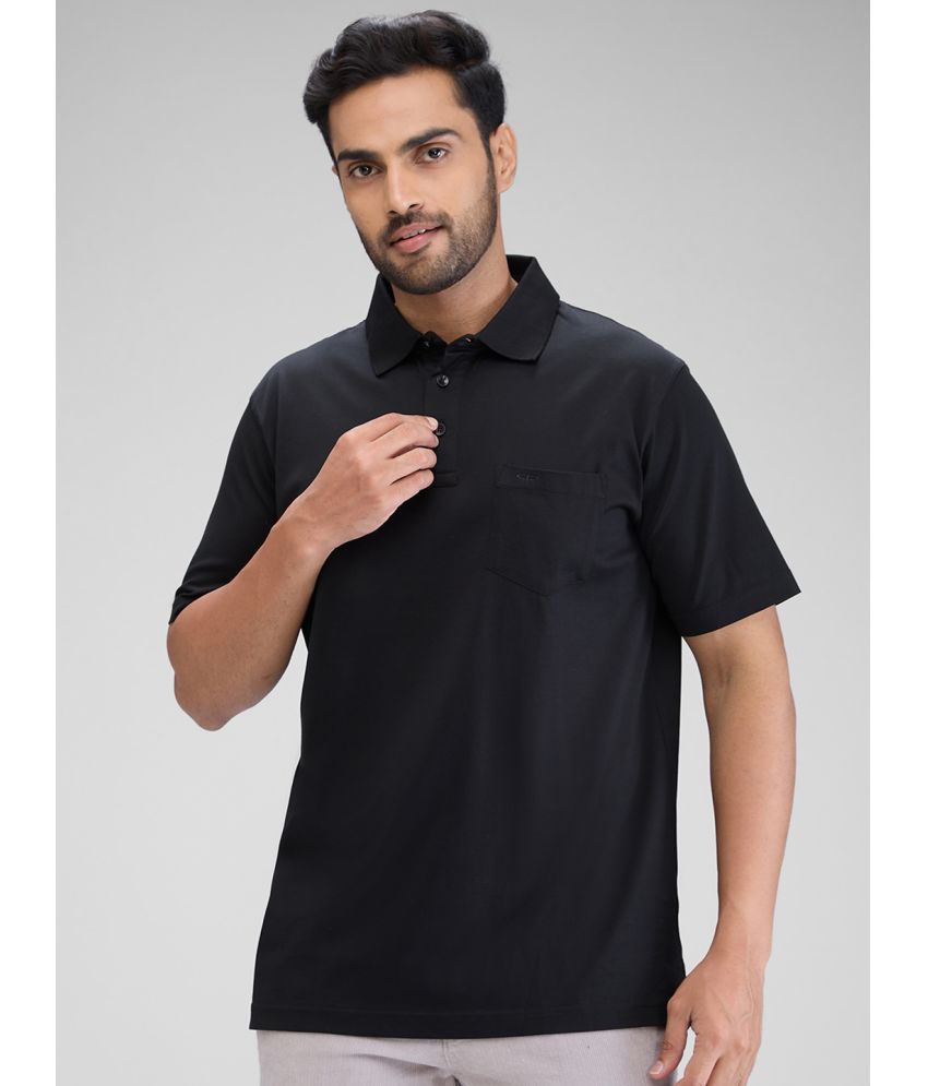     			Colorplus Cotton Regular Fit Solid Half Sleeves Men's Polo T Shirt - Black ( Pack of 1 )