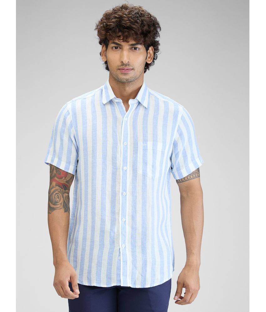     			Colorplus Linen Regular Fit Striped Half Sleeves Men's Casual Shirt - Blue ( Pack of 1 )