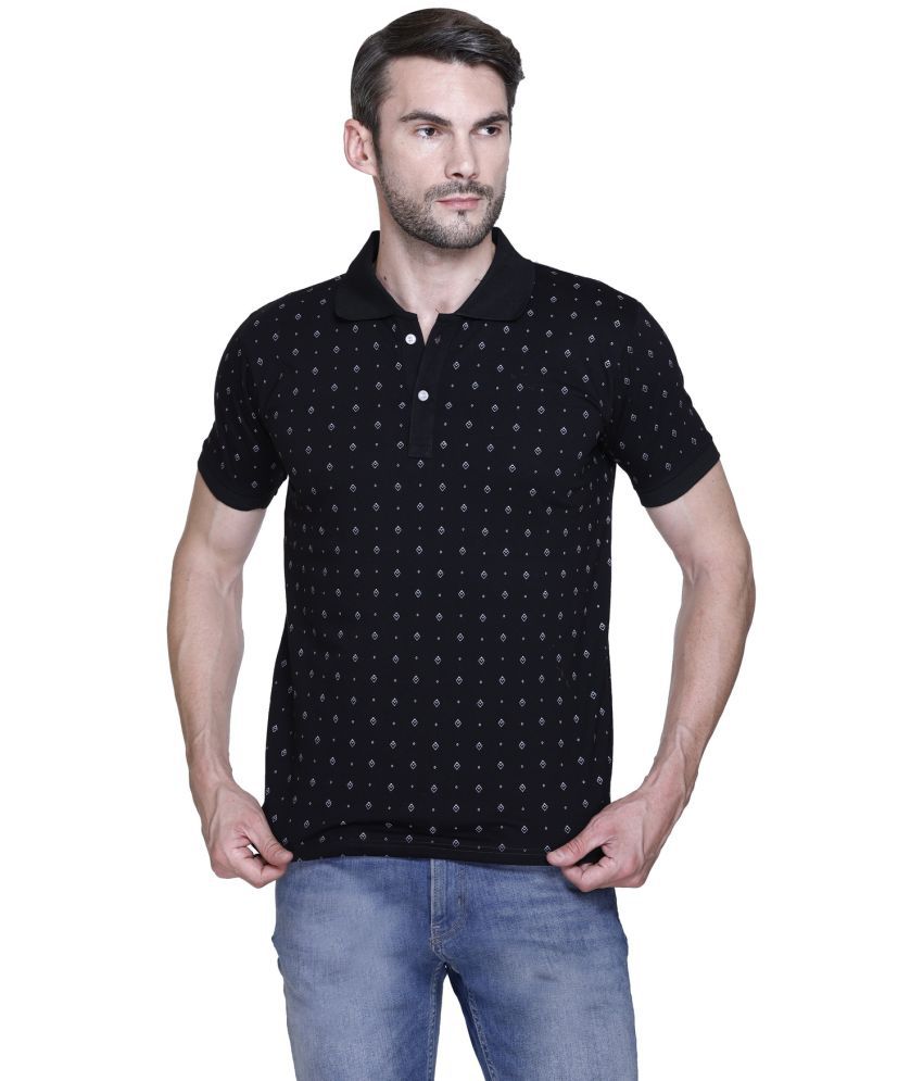     			DeeFab Cotton Regular Fit Printed Half Sleeves Men's Polo T Shirt - Black ( Pack of 1 )