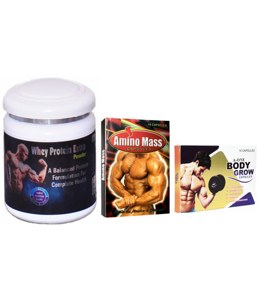     			Dr. Chopra GG A-One 10no.s & Amino Mass 10no.s Cap & Rikhi Whey Protein Extra 300 gm Chocolate Single Pack