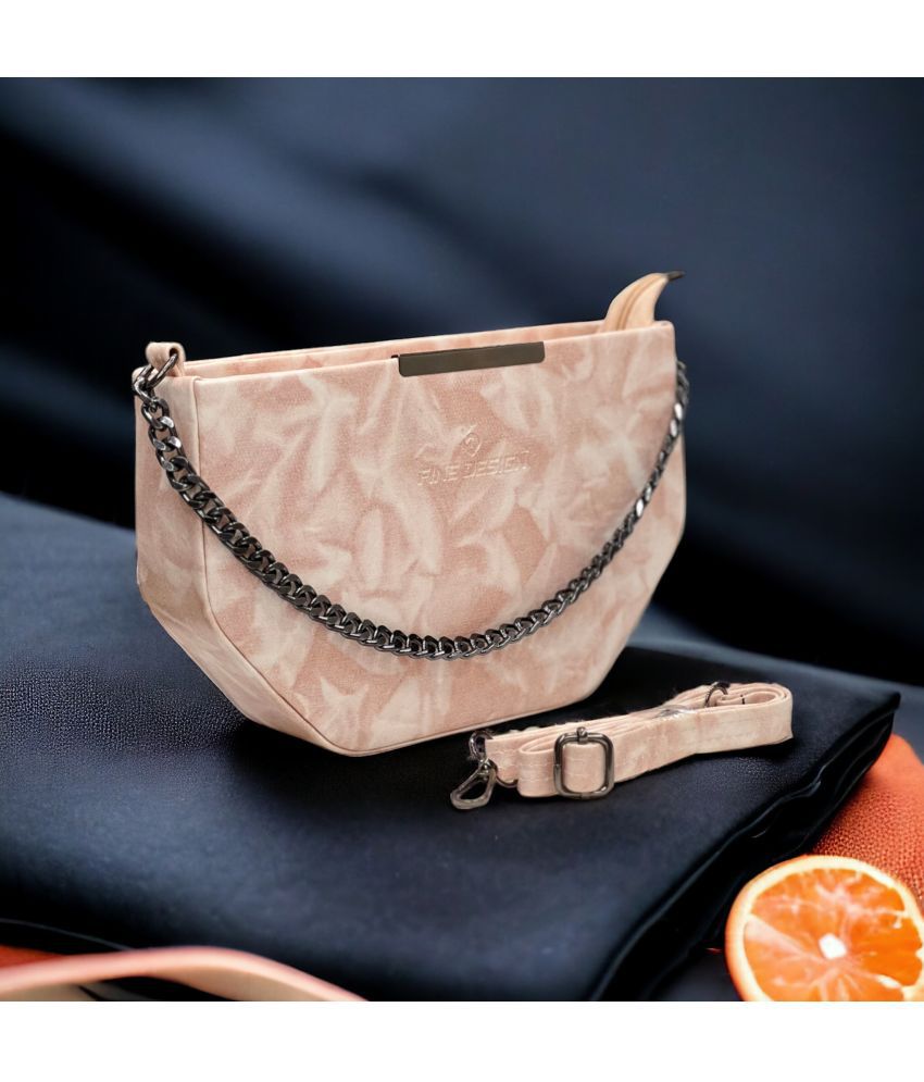     			Fine Design Pink PU Sling Bag