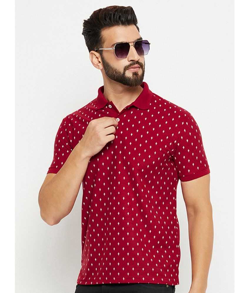     			GET GOLF Cotton Blend Regular Fit Printed Half Sleeves Men's Polo T Shirt - Maroon ( Pack of 1 )